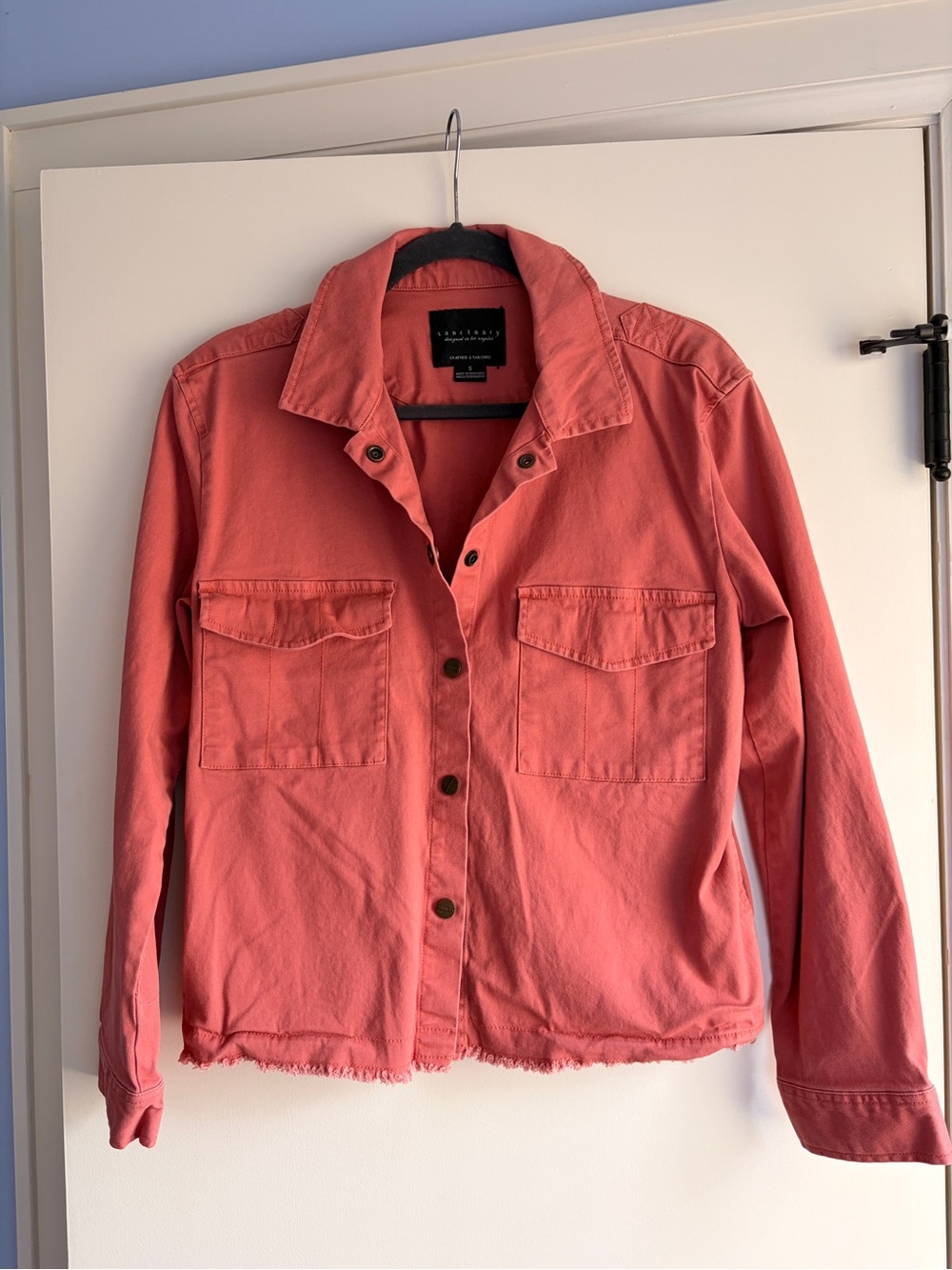 Sanctuary Coral-Pink Utility Jean Jacket